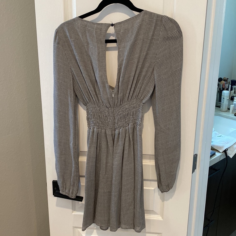 Reformation Plaid Mini Dress in Grey - Picture 3 of 3